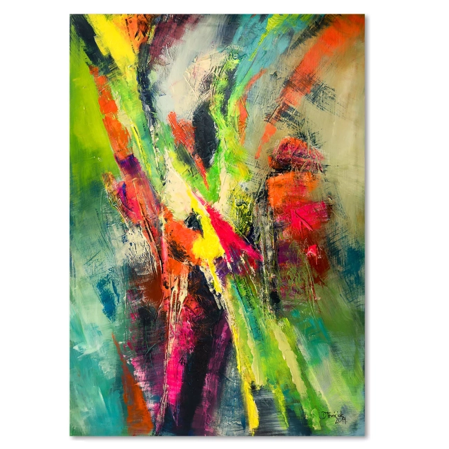 Obraz pionowy na płótnie Abstrakcyjny Kolorowy jak malowany - NA WYMIAR